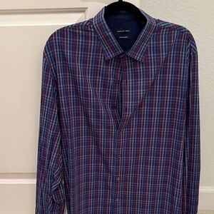 Zachary Prell Blue and Red Plaid Button Down Shirt